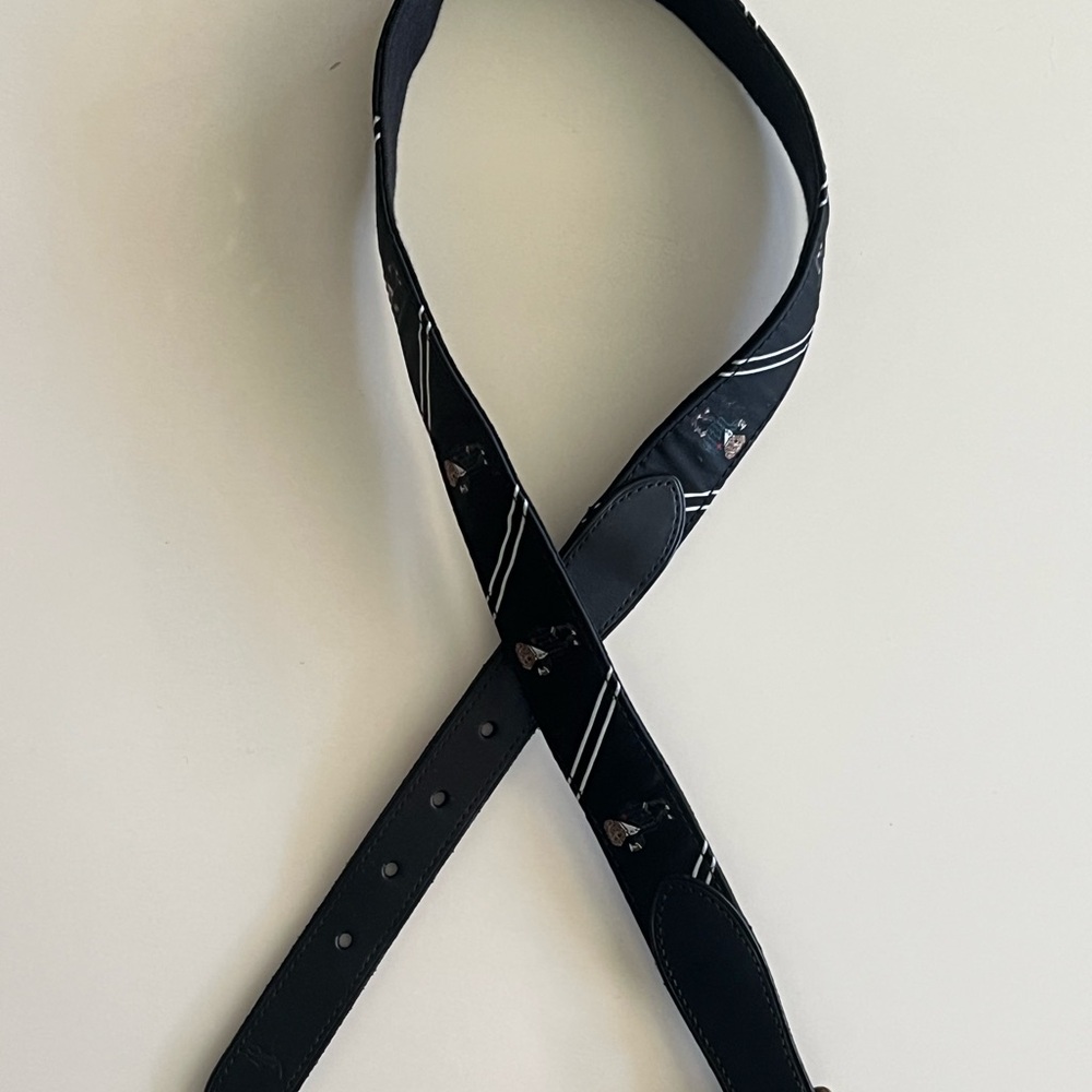 Boys Polo Black Leather Belt with polo bear Embellishments